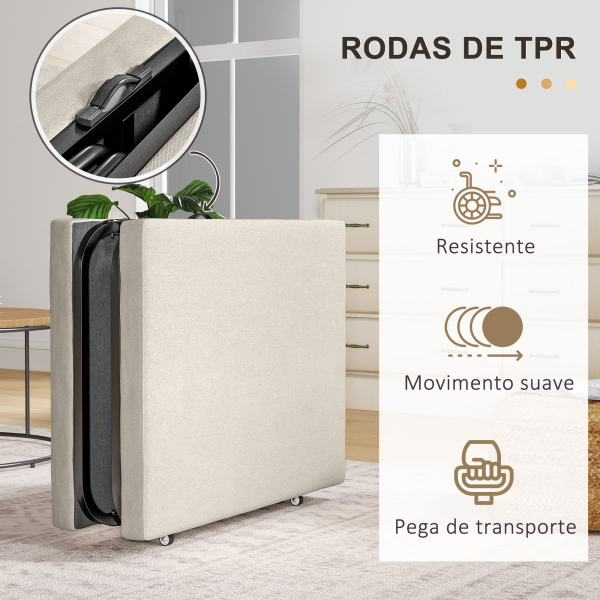 HOMCOM Cama Dobrável 70x180 cm com Colchão de Espuma Cama Dobrável com Encosto Ajustável em 5 Posições e Rodas - Image 7