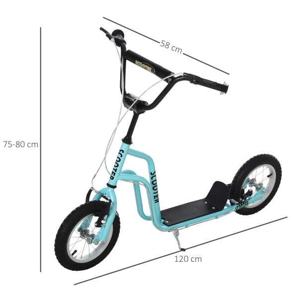 HOMCOM Trotinete para Crianças com Guiador Ajustável em Altura Travão Duplo e Estrutura de Aço 120x58x75-80 cm Azul - Image 3