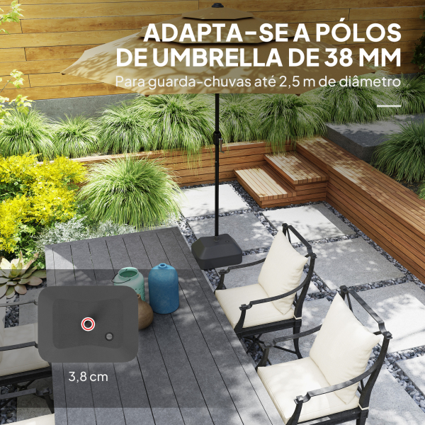 Outsunny Base para Chapéu de Sol Suporte para Chapéu de Sol Preenchível com Água 20L ou Areia 24kg 43x33x25 cm Preto - Image 5