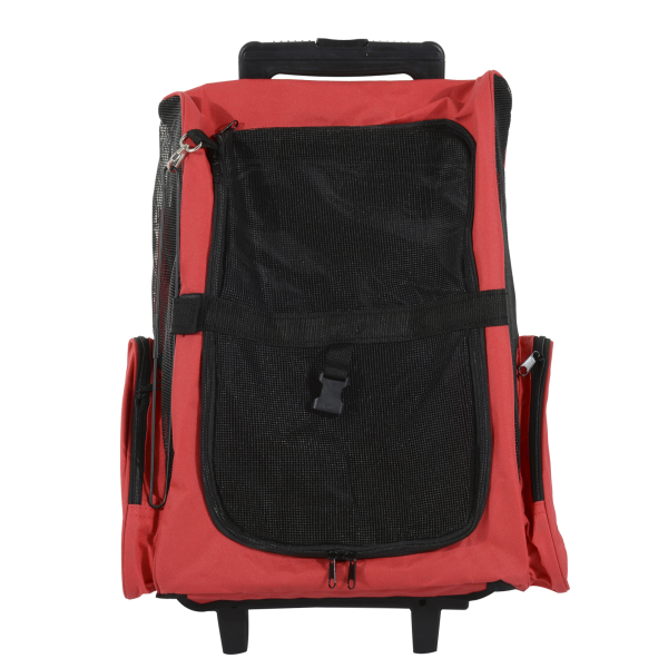 PawHut Transportadora 2 em 1 para Animais de Estimação Mochila ou Carrinho de Viagem para Cães e Gatos com 2 Rodas Alça Retrátil de Alumínio e Bolso de Armazenamento 42x25x55cm Vermelho - Image 9