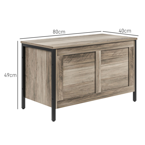 HOMCOM Baú de Armazenamento 95L Baú de Arrumação com Tampa Banco de Armazenamento com Dobradiça de Segurança 80x40x49 cm Cinza Claro - Image 3