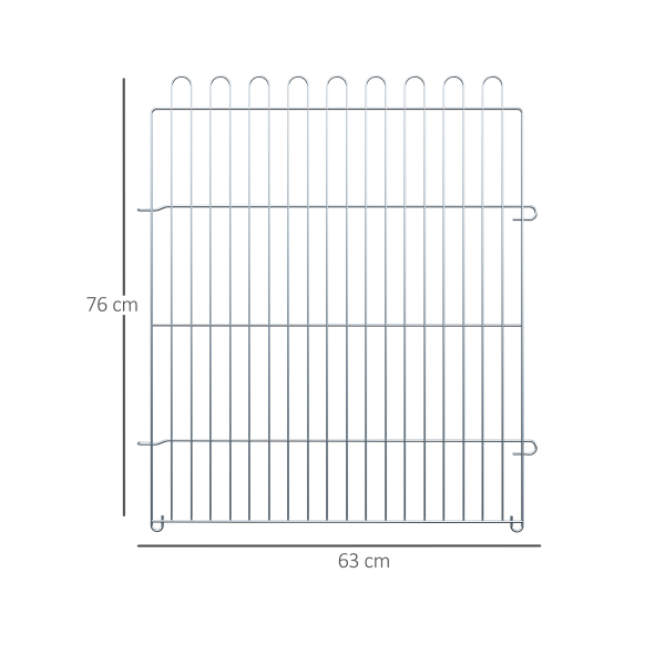 PawHut Parque para Animais de Estimação com 8 Paineis 63x76cm Cerca para Animais de Estimação com Porta com Trava para Jardim Pátio Exterior Prata - Image 3