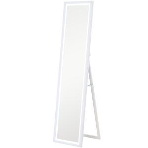 HOMCOM Espelho de Pé com Luz LED 40x160 cm Espelho de Corpo Inteiro com Iluminação de 3 Cores Tátil Função de Memória Branco