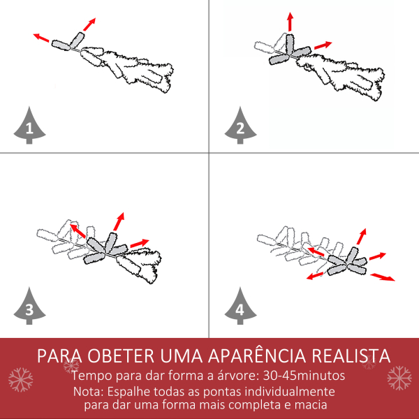 HOMCOM Árvore de Natal Artificial 225 cm com Neve Ignífugo com 1300 Ramos Folhas de PVC Base Dobrável Verde - Image 6
