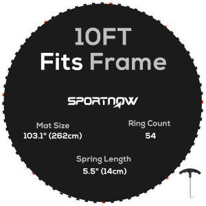 SPORTNOW Tapete de Substituição para Trampolim Redondo Ø262 cm Tapete para Trampolim de 10 Pés Anti-UV Preto