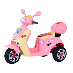 HOMCOM Mota elétrica Infantil para crianças acima de 3 anos com Bagagem 6V de Bateria 108x51x75cm Rosa