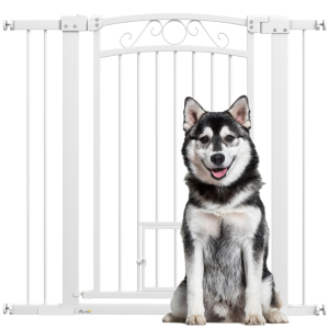 PawHut Barreira de Segurança para Cães Extensível 76-102 cm Barreira para Animais de Estimação com 2 Extensões Branco