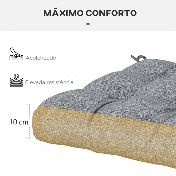 Outsunny Conjunto de 4 Almofadas para Cadeiras de Sala 48x48x7 cm Impermeáveis e Anti-UV com 2 Fitas de Fixação Cinzento - Image 6