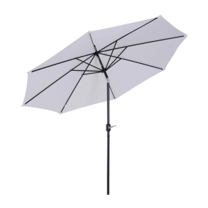 Outsunny Chapéu de Sol de Jardim Ø295x250cm com Manivela Chapéu de Sol Exterior com Mecanismo de Inclinação e Mastro Desmontável de Metal para Terraço Piscina Pátio Branco