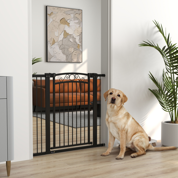 PawHut Barreira de Segurança para Cães Extensível 76-104 cm Barreira para Animais de Estimação com 2 Extensões Duplo Bloqueio Preto - Image 2