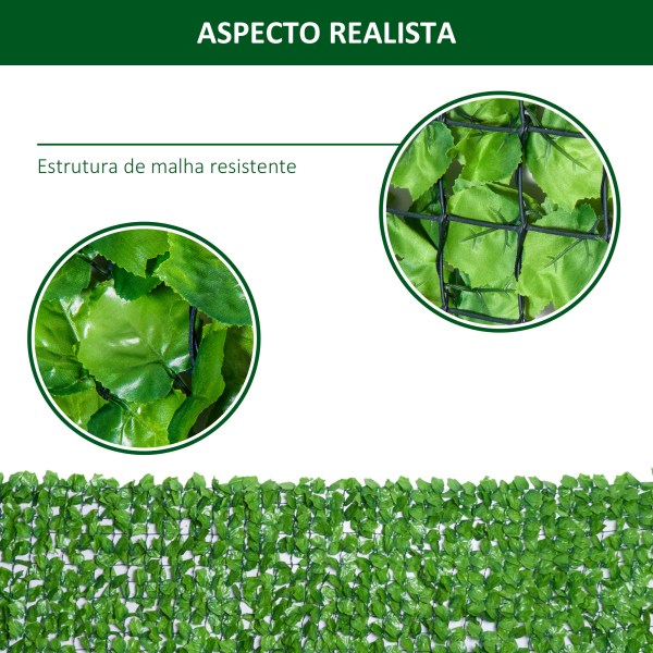 Outsunny Vedação Artificial em Rolo 3m Vedação de Privacidade para Balcão Jardim Exterior Planta Decorativa de Parede PE Verde - Image 6