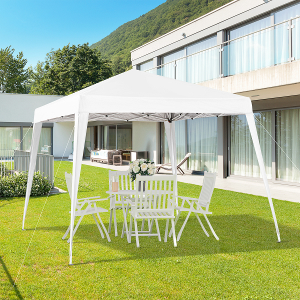 Outsunny Tenda Dobrável Tenda com Desenho Pop Up para Jardim Campismo Festas Eventos Aço e Oxford 297x297x250 cm Branco - Image 2