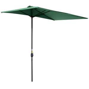 Outsunny Chapéu de Sol Semicircular 230x130x245 cm Chapéu de Sol para Parede com Manivela Proteção UV 30+ e Mastro Metálica Ø38 mm Verde
