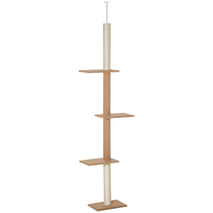 PawHut Arranhador para Gatos de Chão ao Teto 43x27x228-260 cm Marrom Claro