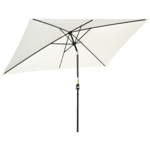 Outsunny Chapéu de Sol de Alumínio Retangular com Toldo Inclinável a Manivela e Mastro Desmontável  195x295x240 cm Creme