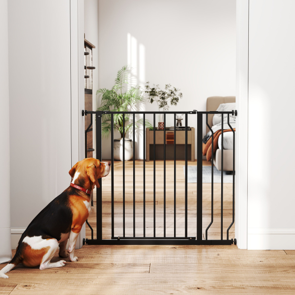 PawHut Barreira de Segurança para Cães Extensível para Escadas e Portas 75-95 cm com 1 Extensão e 10 cm Altura 76 cm Preto - Image 9