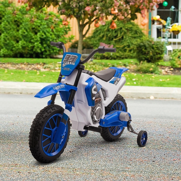 HOMCOM Mota Elétrica para Crianças acima de 3 Anos 12V Mota de Brinquedo Infantil com 2 Rodas de Equilíbrio Velocidade Máx. 8km/h Arranque Suave 106,5x51,5x68cm Azul - Image 2