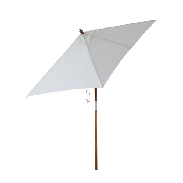 Outsunny Chapéu de Sol de Jardim 200x150x230cm Chapéu de Sol Retangular Inclinável com Polia Duplo Teto e Mastro Desmontável de Madeira para Terraço Pátio Creme - Image 7