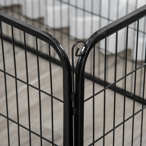 PawHut Parque para Animais de Estimação Retangular Gaiola para Cães 4 Paineis de Metal com Porta e Dupla Fechadura Cerca de Treinamento 129x84x70cm Preto - Image 8