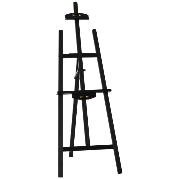 HOMCOM Cavalete para Pintura de Madeira Inclinável 90° com Suporte Tripé e Pincel 51,5x71,5x134,5cm Preto