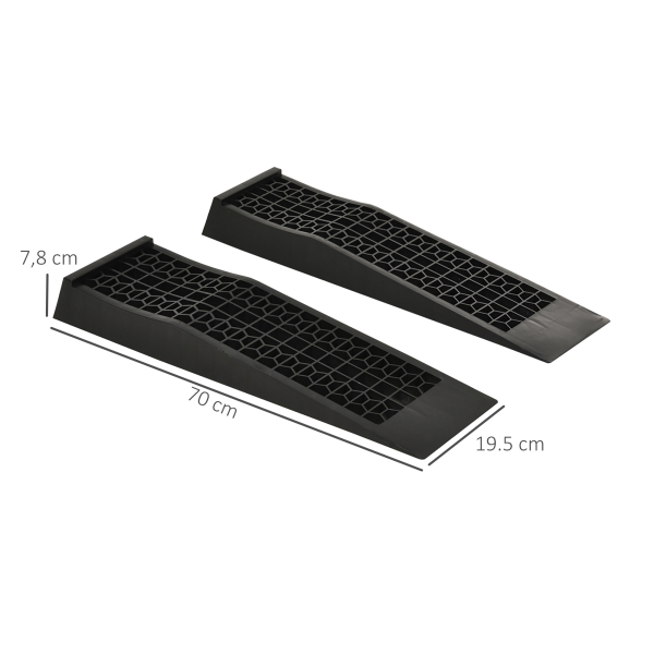 HOMCOM Conjunto de 2 Rampas para Automóvel Carga até 3000 kg Rampa para Carros SUVs e Carrinhas Pequenas 70x19,5 cm Preto - Image 3