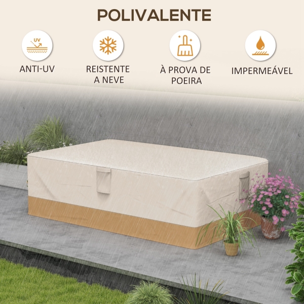 Outsunny Capa Protetora para Móveis de Jardim 270x200x78cm  Tecido Oxford 600D Impermeável Cobertura para Sofás Mesas Exterior com 4 Ventilações 5 Alças Cordão de Tração Bege - Image 6