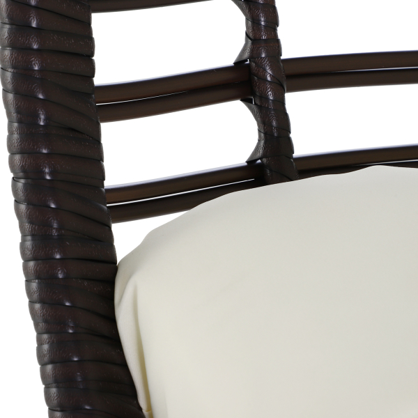 Outsunny Poltrona de Exterior de Vime com Almofada Estilo Moderno Forma de Lágrima Acolchoada Encosto 101x89x156 cm Carga 160kg Marrom e Bege - Image 7
