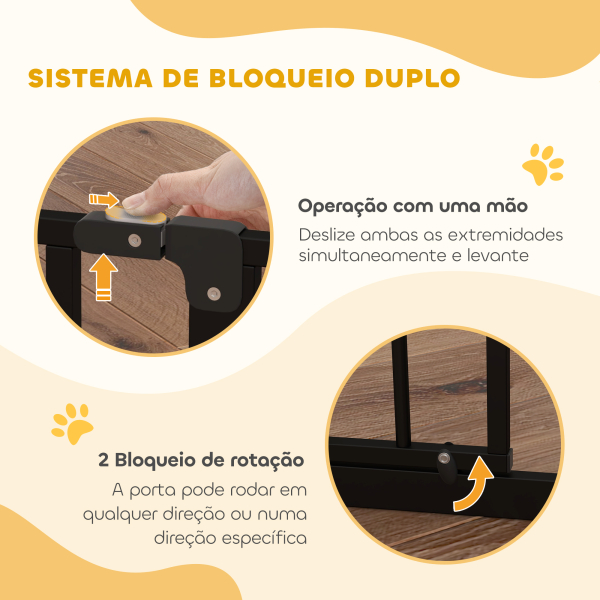 PawHut Barreira de Segurança para Cães Extensível para Escadas e Portas 75-95 cm com 1 Extensão e 10 cm Altura 76 cm Preto - Image 5