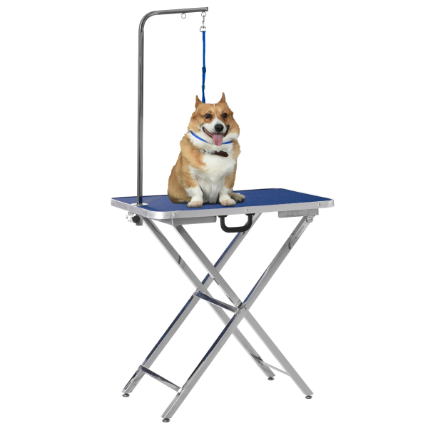 PawHut Mesa de Tosquia para Cães com Bancada Antiderrapante Alça e Braço com Altura Ajustável 72x45x74-81 cm Azul - Image 4