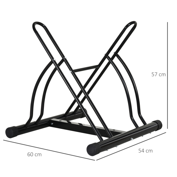 HOMCOM Suporte de Estacionamento Cruzado para 2 Bicicletas Aço Portátil 60x54x57 cm Preto - Image 3