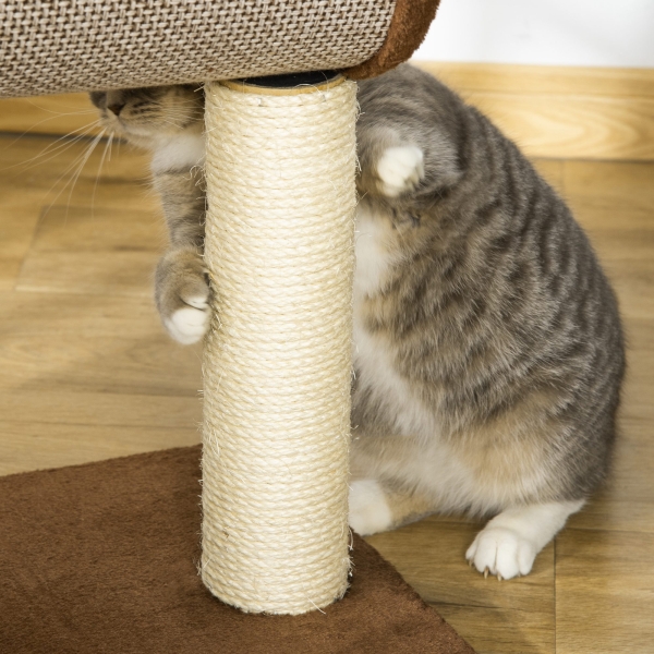 PawHut Árvore Arranhador para Gatos Médios Altura 104cm Torre de Escalada para Gatos com Barril Arranhador Plataforma Superior Túnel Poste de Sisal e Bola Suspensa 75x39x104cm Marrom - Image 8