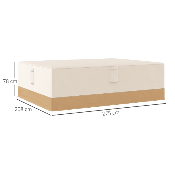 Outsunny Capa Protetora para Móveis de Jardim 270x200x78cm  Tecido Oxford 600D Impermeável Cobertura para Sofás Mesas Exterior com 4 Ventilações 5 Alças Cordão de Tração Bege - Image 3