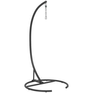 Outsunny Suporte para Cadeira Suspensa com Base Redonda Estrutura Metálica para Exterior Capacidade 150 kg Ø102x195 cm Preto