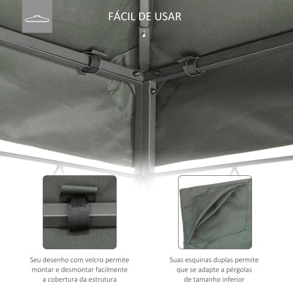 Outsunny Toldo de Substituição 4x3m para Pérgola de Jardim 2 Níveis Respirável com 10 Orifícios de Drenagem Cobertura de Substituição de Pérgola Exterior Cinza - Image 6