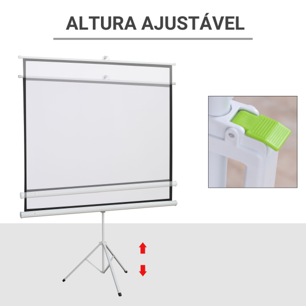 HOMCOM Tela de Projeção Dobrável 84 Polegadas Formato 4:3 com Altura Ajustável para Cinema em Casa Apresentações 180x203 cm Branco - Image 5