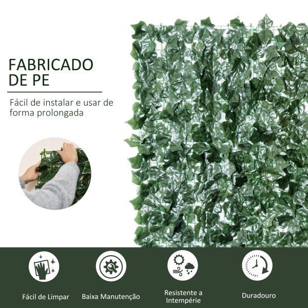 Outsunny Vedação Artificial em Rolo 3,1,5m Vedação de Privacidade para Balcão Jardim Exterior Planta Decorativa de Parede PE Verde - Image 4