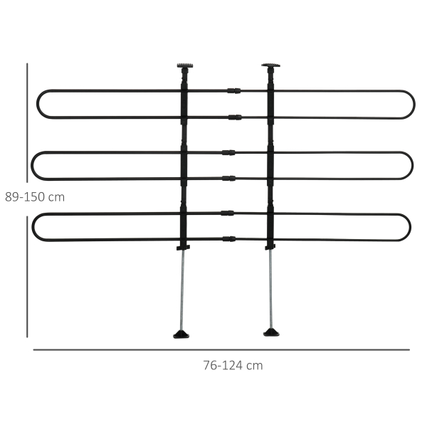 PawHut Grade de Segurança Carro para Cães Ajustável Grade de Segurança Universal para Porta Malas pde Aço 150x9x76-124 cm Preto - Image 3