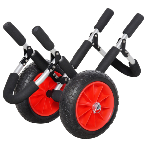 HOMCOM Carrinho de Transporte Dobrável  para Prancha de Surf com Espessura Inferior a 12,5 cm 64x55x38,5 cm Preto e Vermelho