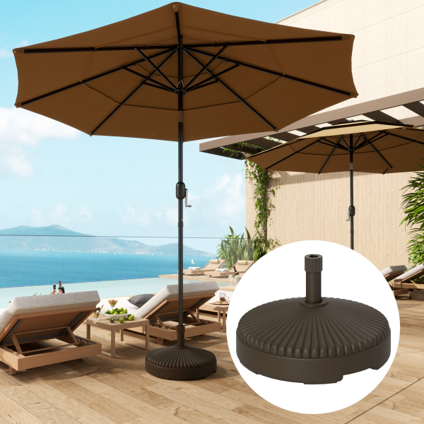 Outsunny Base para Chapéu de Sol Redonda Suporte para Chapéu de Sol Preenchível com Água 23L ou Areia 28kg Ø55x30 cm Marrom - Image 2