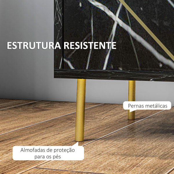 HOMCOM Mesinha de Cabeceira com Efeito Mármore Compartimento Aberto e Gaveta Mesa de Cabeceira para Quarto 39x30x50 cm Preto - Image 6