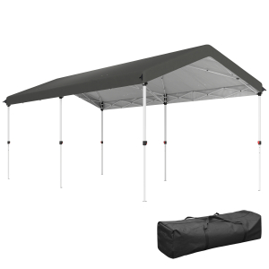 Outsunny Tenda Dobrável 584x297,5x272 cm com Altura Ajustável em 3 Níveis Proteção UV50+ e Bolsa de TransporteCinzento Escuro