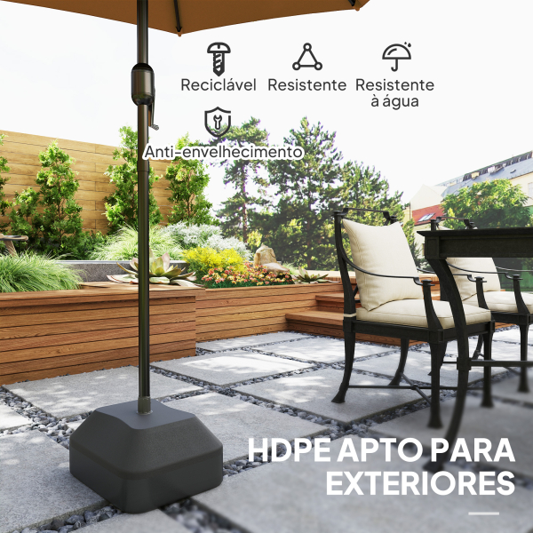 Outsunny Base para Chapéu de Sol Suporte para Chapéu de Sol Preenchível com Água 20L ou Areia 24kg 43x33x25 cm Preto - Image 6