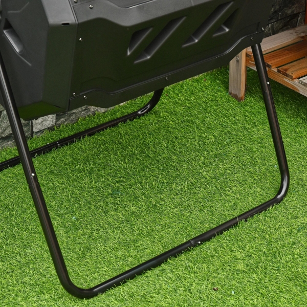 Outsunny Compostor de Tambor Giratório com Capacidade de 160L de Dupla Câmera e Ventilação Estrutura de Aço para Resíduos Orgânicos de Jardim 71x64x92cm Preto - Image 8