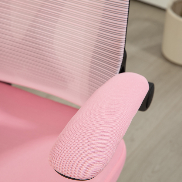 HOMCOM Cadeira de Escritório Giratória com Altura Ajustável Apoio para os Braços Dobráveis e Função Basculante 66x66x113-121 cm Rosa - Image 9