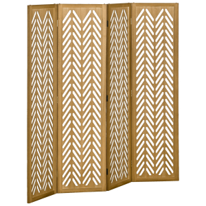HOMCOM Biombo de 4 Painéis Dobrável 160x1,7x170 cm Separador de Ambientes de Madeira com Padrões Geométricos Madeira