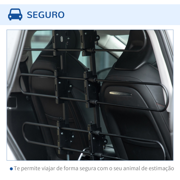 PawHut Grade de Segurança Carro para Cães Ajustável Grade de Segurança Universal para Porta Malas pde Aço 150x9x76-124 cm Preto - Image 6