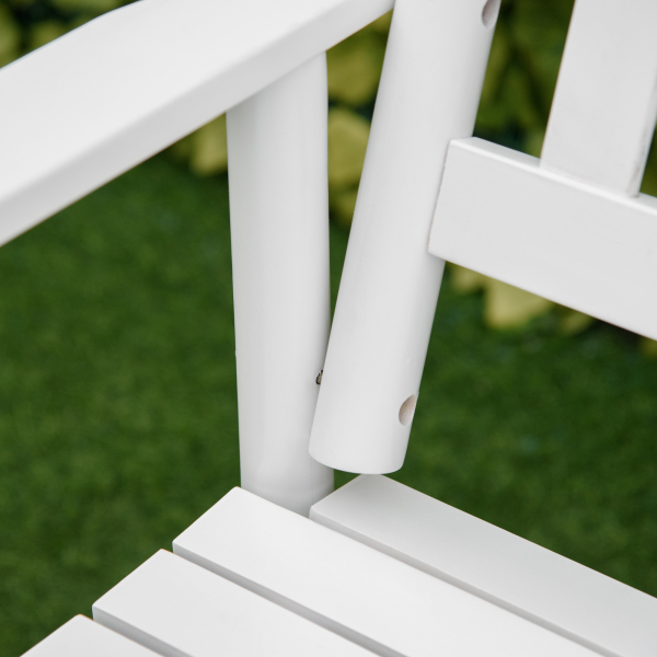 Outsunny Banco Baloiço de Jardim de 2 Lugares Banco Baloiço de Madeira com Apoio para os Braços e Encosto de Ripas para Terraço Exterior Carga 250kg 125x68,5x102cm Branco - Image 9
