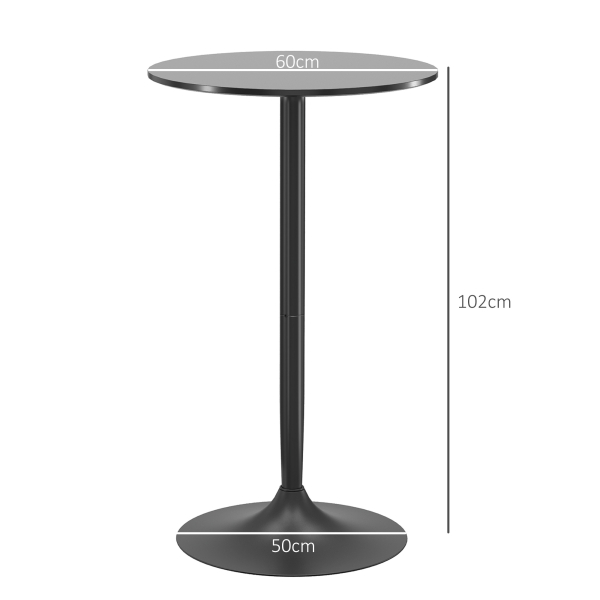 HOMCOM Mesa de Bar Redonda Mesa Alta de Cozinha Moderna com Estrutura de Aço para 2 Pessoas Ø60x102 cm Preto - Image 3