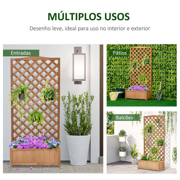 Outsunny Floreira com Treliça de Madeira Caixa de Plantio com Suporte para Plantas Trepadeiras para Cultivo de Plantas Flores Terraço Jardim Exterior 76x36x170cm Marrom - Image 4