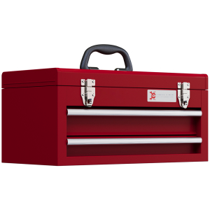 DURHAND Caixa de Ferramentas de Aço com 2 Gavetas Fechaduras Metálicas Mala de Ferramentas Portátil 46x24x22 cmVermelho